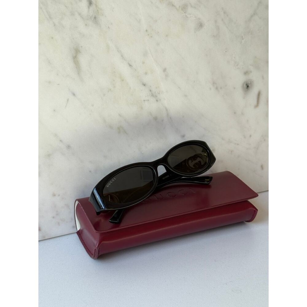 NEW Gucci GG1660S Black Slim Oval Logo Sunglasses - Picture 8 of 9
